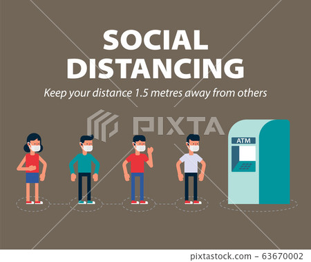 Social distancing, Keep the minimum 1 meter distance in public to protect from COVID-19, coronavirus infographic Social distancing, Keep the minimum 1 meter distance in public to protect from COVID-19, coronavirus infographic 63670002