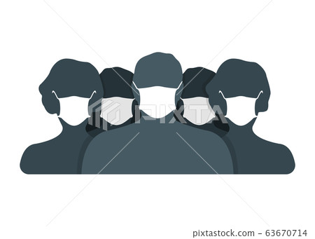 Human front side silhouette with medical mask 63670714