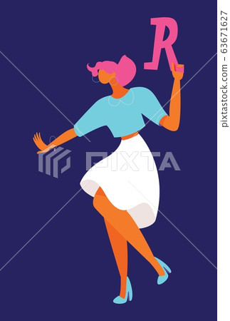 Beautiful dancing girl with the letter R, isolated - Stock Illustration ...