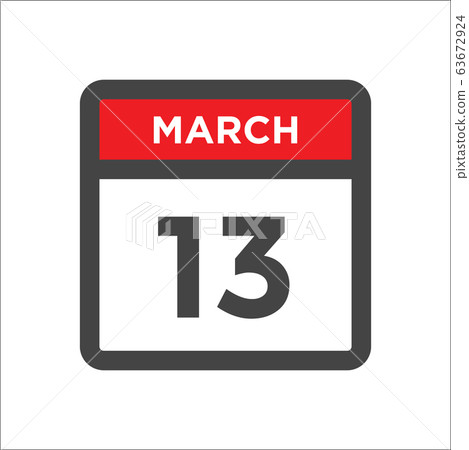 March 13 calendar icon with day of month 63672924
