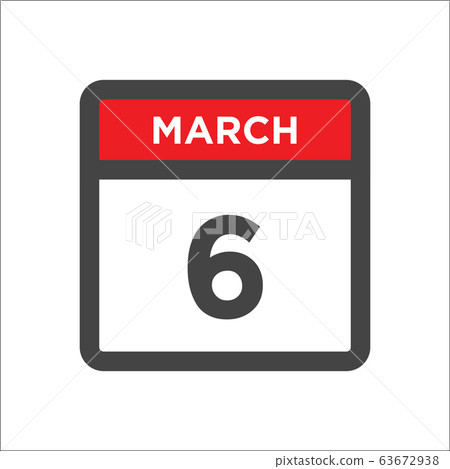 March 6 calendar icon with day of month 63672938