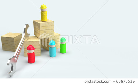 The wooden toys on white background  3d rendering for labour day content 63673539