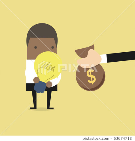 African businessman pay money for buy idea, trading. 63674718