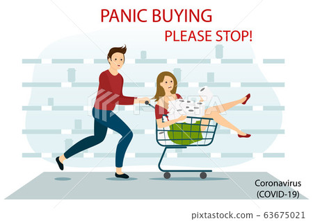 Coronavirus shopping panic. Coronavirus shopping panic. 63675021