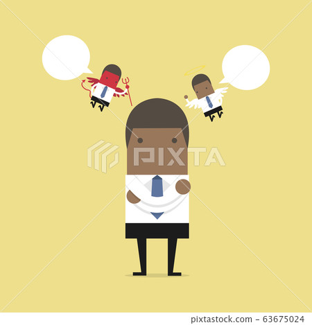 African businessman with evil and angel. 63675024