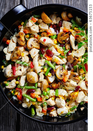 Budget friendly Mexican vegetable mix, flat lay Budget friendly Mexican vegetable mix, flat lay 63675153