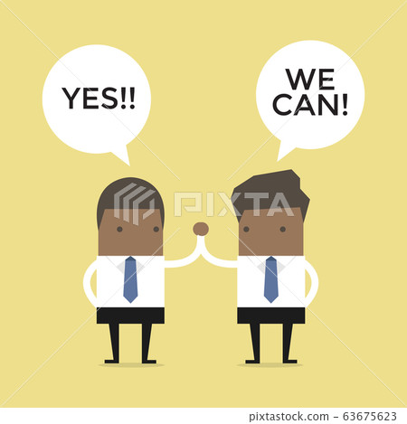 Two African business men giving each other a high five. Two African business men giving each other a high five. 63675623