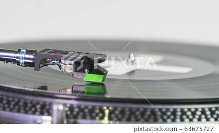 Close-up of modern turntable vinyl record player Close-up of modern turntable vinyl record player 63675727
