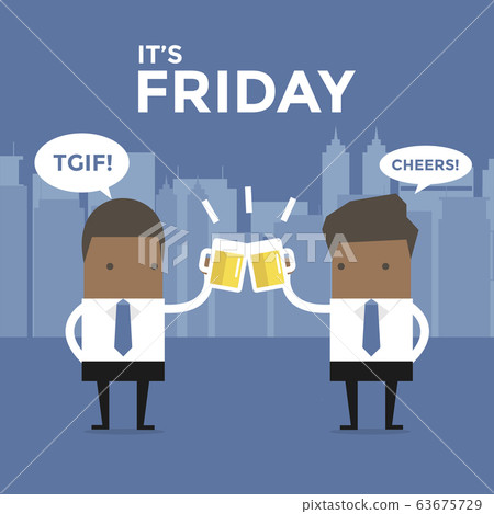 It's Friday African businessman to toast with beer. It's Friday African businessman to toast with beer. 63675729