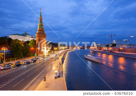 Dusk view of the Moscow Kremlin, Russia 63676010
