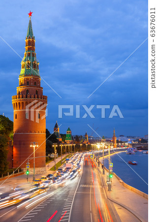 Dusk view of the Moscow Kremlin, Russia 63676011