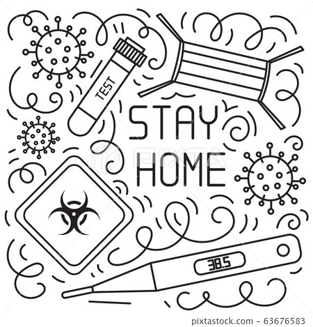 Coronavirus hand drawn vector doodles Coronavirus hand drawn vector doodles 63676583