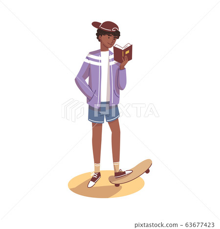 The guy stands with one foot on a skateboard The guy stands with one foot on a skateboard 63677423
