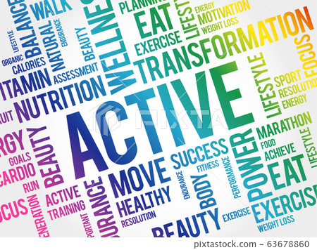 ACTIVE word cloud, fitness, sport ACTIVE word cloud, fitness, sport 63678860
