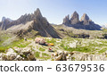 Traveling to Tre Cime di Lavaredo in Alps in summer 63679536
