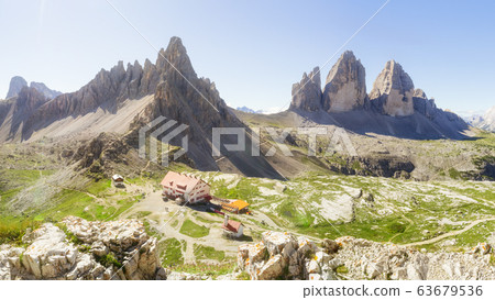 Traveling to Tre Cime di Lavaredo in Alps in summer 63679536