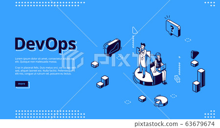 Devops isometric banner, development and operation 63679674
