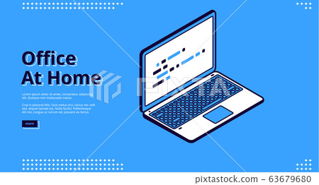 Landing page of home office with laptop Landing page of home office with laptop 63679680