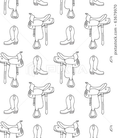 Vector seamless pattern of western boot and saddle Vector seamless pattern of western boot and saddle 63679970