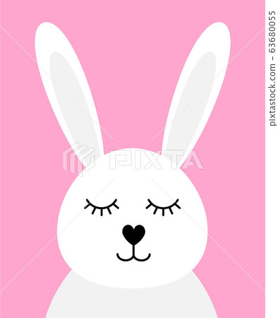 Vector flat cartoon white rabbit face head Vector flat cartoon white rabbit face head 63680055
