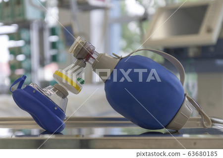 Breathing bag with filter and mask , on background 63680185