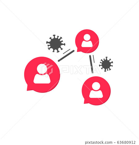Virus spreading on people icon or infection disease growth among human person symbol vector flat cartoon illustration, science concept of epidemic spread modern design isolated on white image Virus spreading on people icon or infection disease growth among human person symbol vector flat cartoon illustration, science concept of epidemic spread modern design isolated on white image 63680912