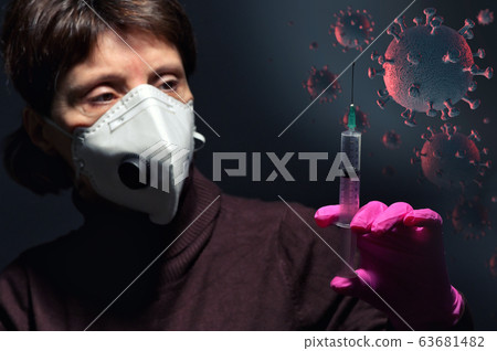 Woman Wearing Medical Protective Virus Mask 63681482