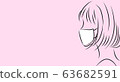 Female profile. Simple fashionable illustration on pink background 63682591
