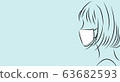 Female profile. Simple fashion illustration on light blue background 63682593