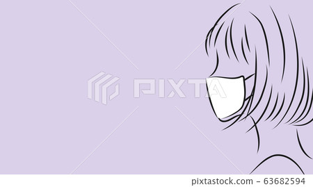 戴著面具的婦女的檔案。紫色背景的簡單圖解 63682594