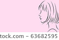 Profile of a woman wearing a mask. Pink background simple illustration 63682595