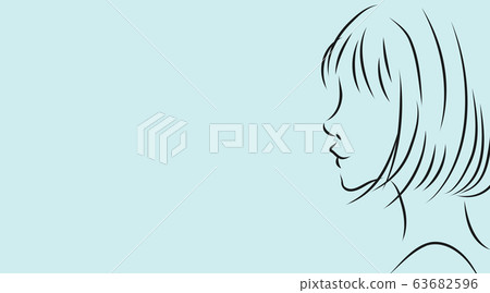Profile of a woman wearing a mask. Light blue background simple illustration Profile of a woman wearing a mask. Light blue background simple illustration 63682596