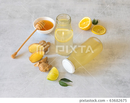 Antiviral drink with lemon, honey and ginger root Antiviral drink with lemon, honey and ginger root 63682675
