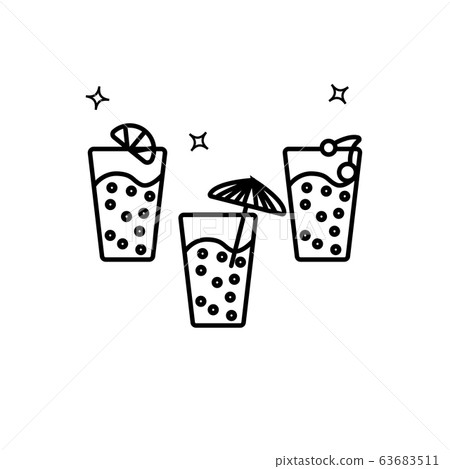 Simple outline vector icon of three lemonade 63683511