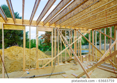 Under construction home framing interior view of Under construction home framing interior view of 63683759