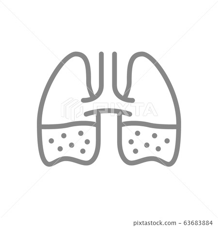 Lungs with phlegm line icon. Pleurisy, edema, pneumonia, tuberculosis, bronchitis symbol 63683884