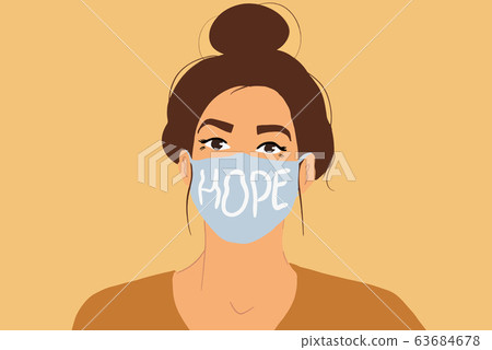 Woman in protective medical face mask on the background Woman in protective medical face mask on the background 63684678