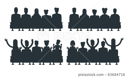 Silhouettes of people in cinema. Flat vector illustration. 63684716