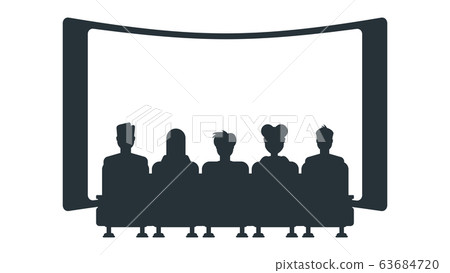 Silhouettes of people in cinema. Flat vector illustration. Silhouettes of people in cinema. Flat vector illustration. 63684720