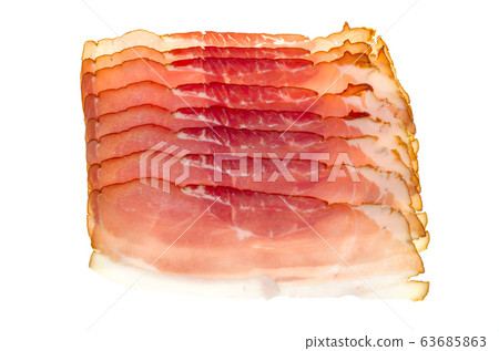 Sliced thinly smoked meat in package. Photo Sliced thinly smoked meat in package. Photo 63685863