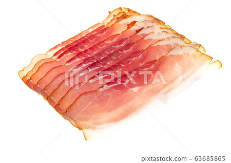 Sliced thinly smoked meat in package. Photo Sliced thinly smoked meat in package. Photo 63685865