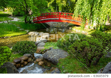 Red japanese garden bridge at Paris Red japanese garden bridge at Paris 63685979