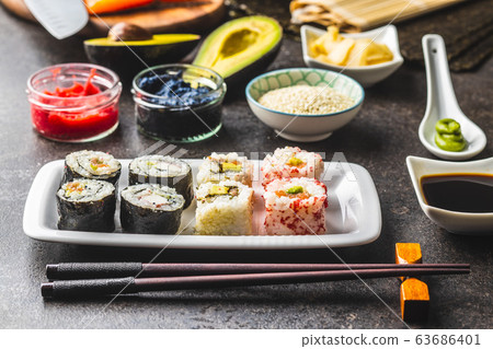 Japanese sushi food. Japanese sushi food. 63686401
