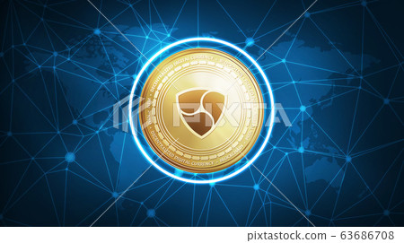 NEM symbol on futuristic hud banner. 63686708