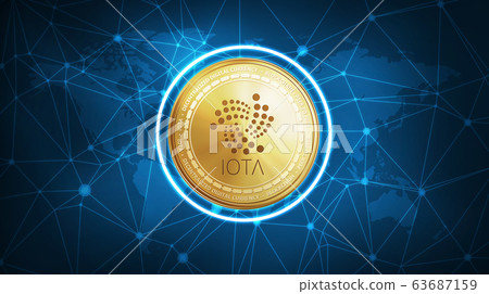 IOTA symbol on futuristic hud banner. 63687159