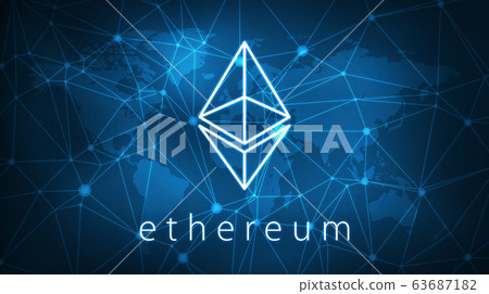 Ethereum symbol on futuristic hud banner. 63687182