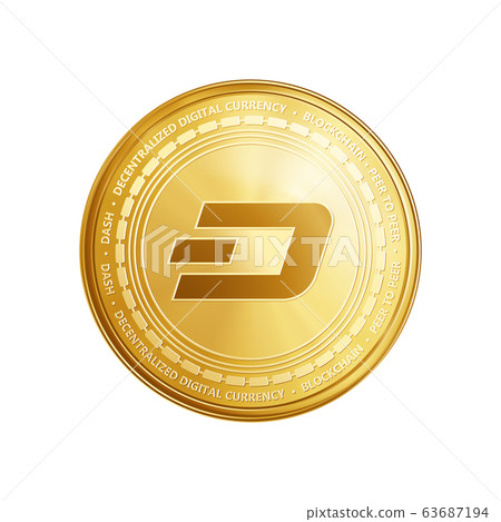 Golden dash blockchain coin symbol. 63687194