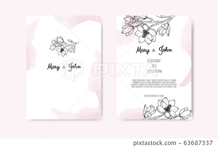 Luxury Wedding Save the Date, Invitation Navy Cards Collection with Gold Foil Flowers and Leaves and Wreath. Luxury Wedding Save the Date, Invitation Navy Cards Collection with Gold Foil Flowers and Leaves and Wreath. 63687337