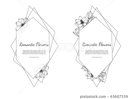 Hand Drawn Botanical Illustrations. Hand Drawn Floristic Template, Frame with Delicate Flowers, Branches, Plants. Hand Drawn Botanical Illustrations. Hand Drawn Floristic Template, Frame with Delicate Flowers, Branches, Plants. 63687339