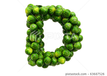 Letter D from watermelons. 3D rendering Letter D from watermelons. 3D rendering 63687526